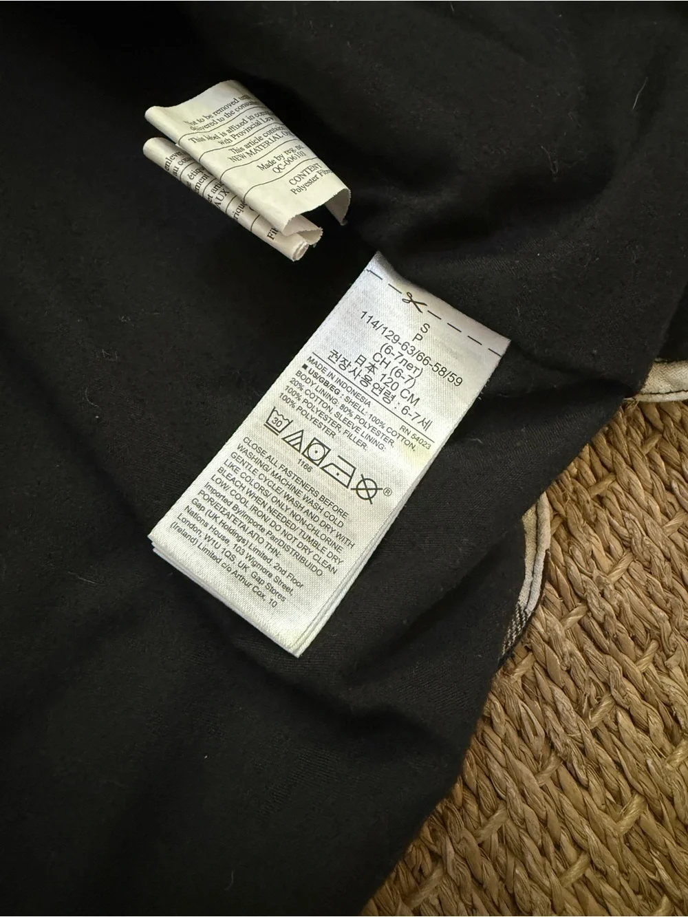 Gap Kids Buffalo Plaid Shirt Jacket Black and White Snap Up Size Small (6-7)